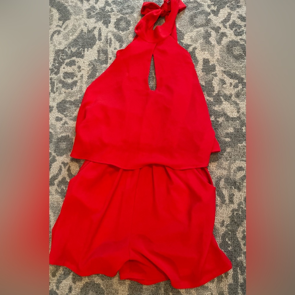 Vibrant Red Halter Romper